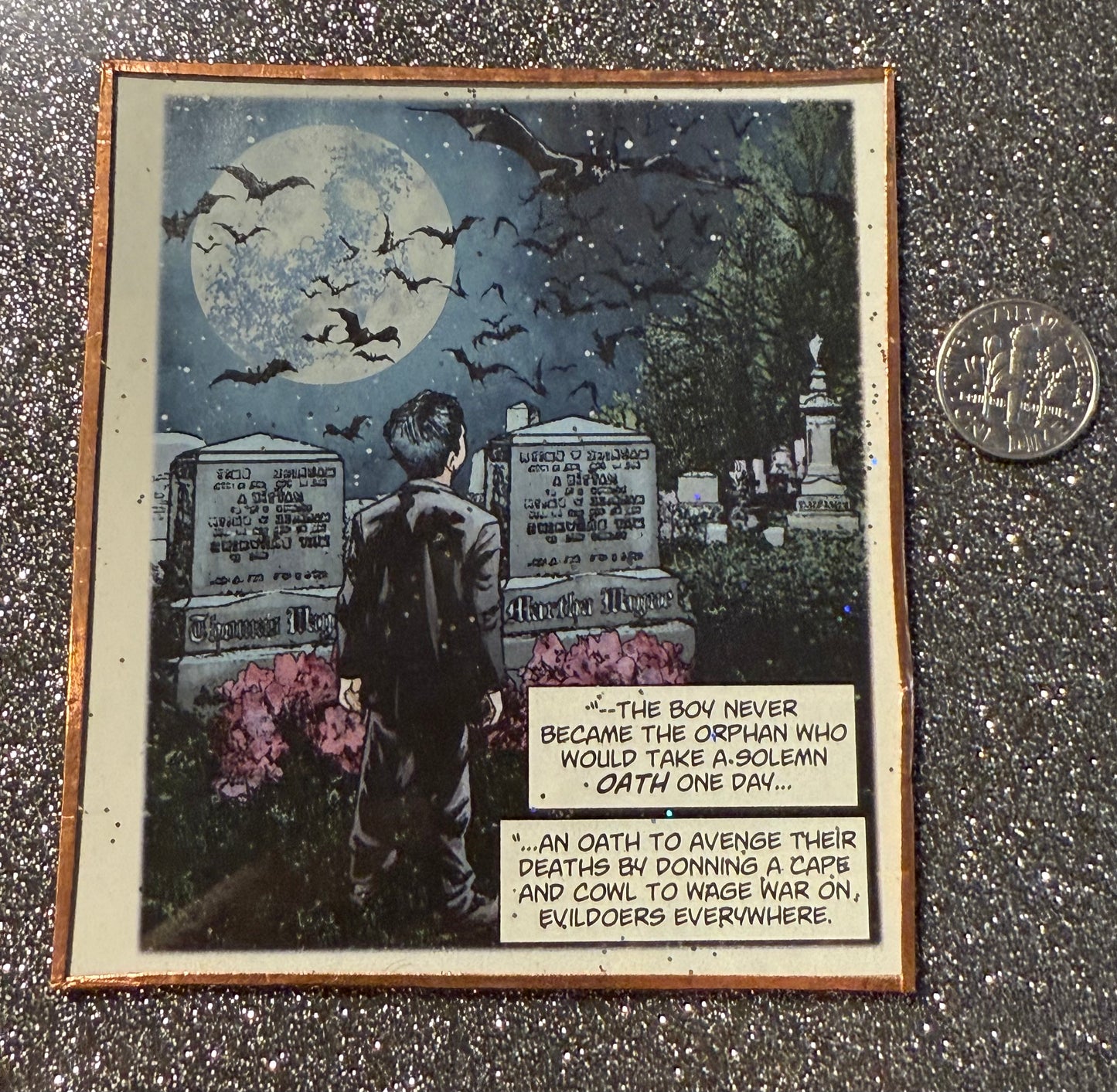 A Batman origin handcut glass magnet