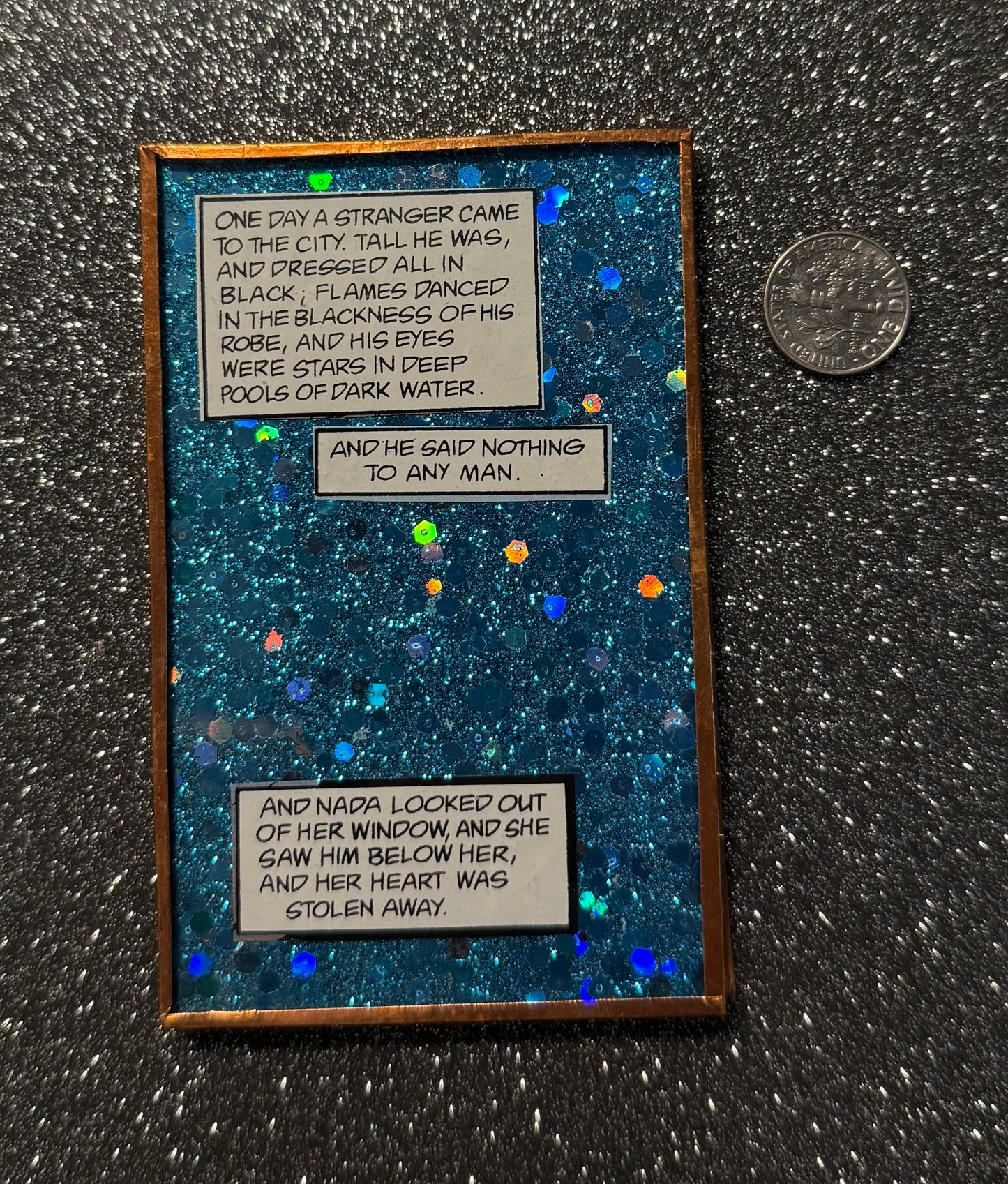 Blue glitter "Nada from Sandman"...hand made mirror