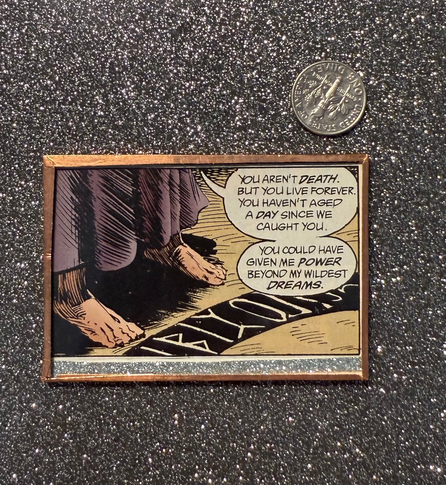 Silver glitter Sandman Burgess rune circle magnet