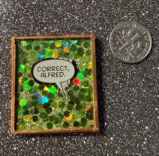 Green glitter Batman "Alfred" handmade comic magnet