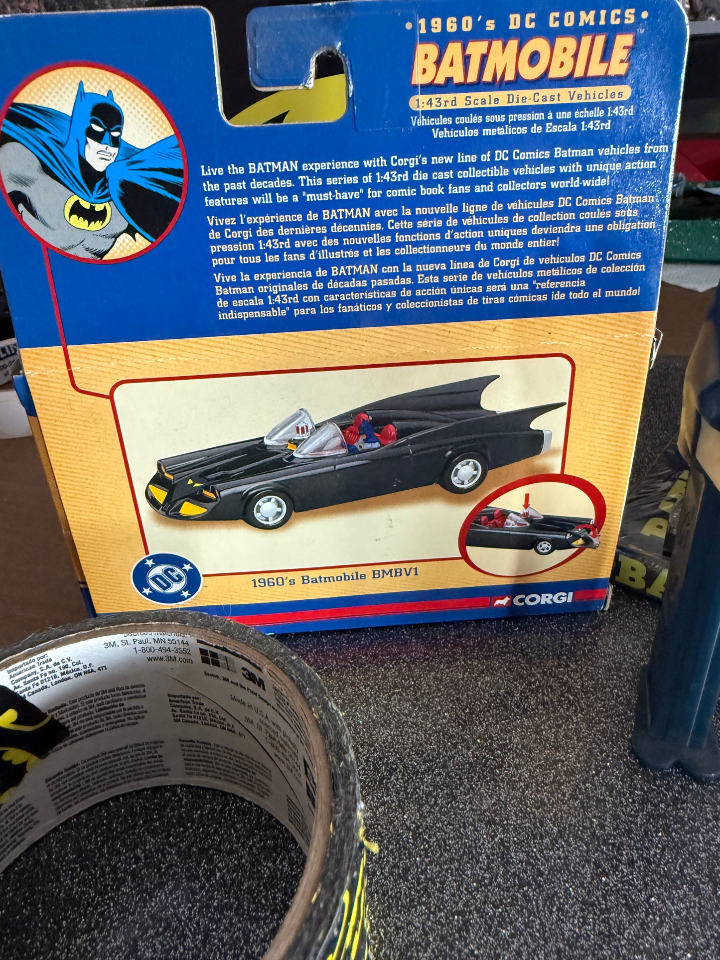 BATMAN GALORE!! 8 piece lot! 3 graphic novels, lunchbox, Batmobile, Batty + more