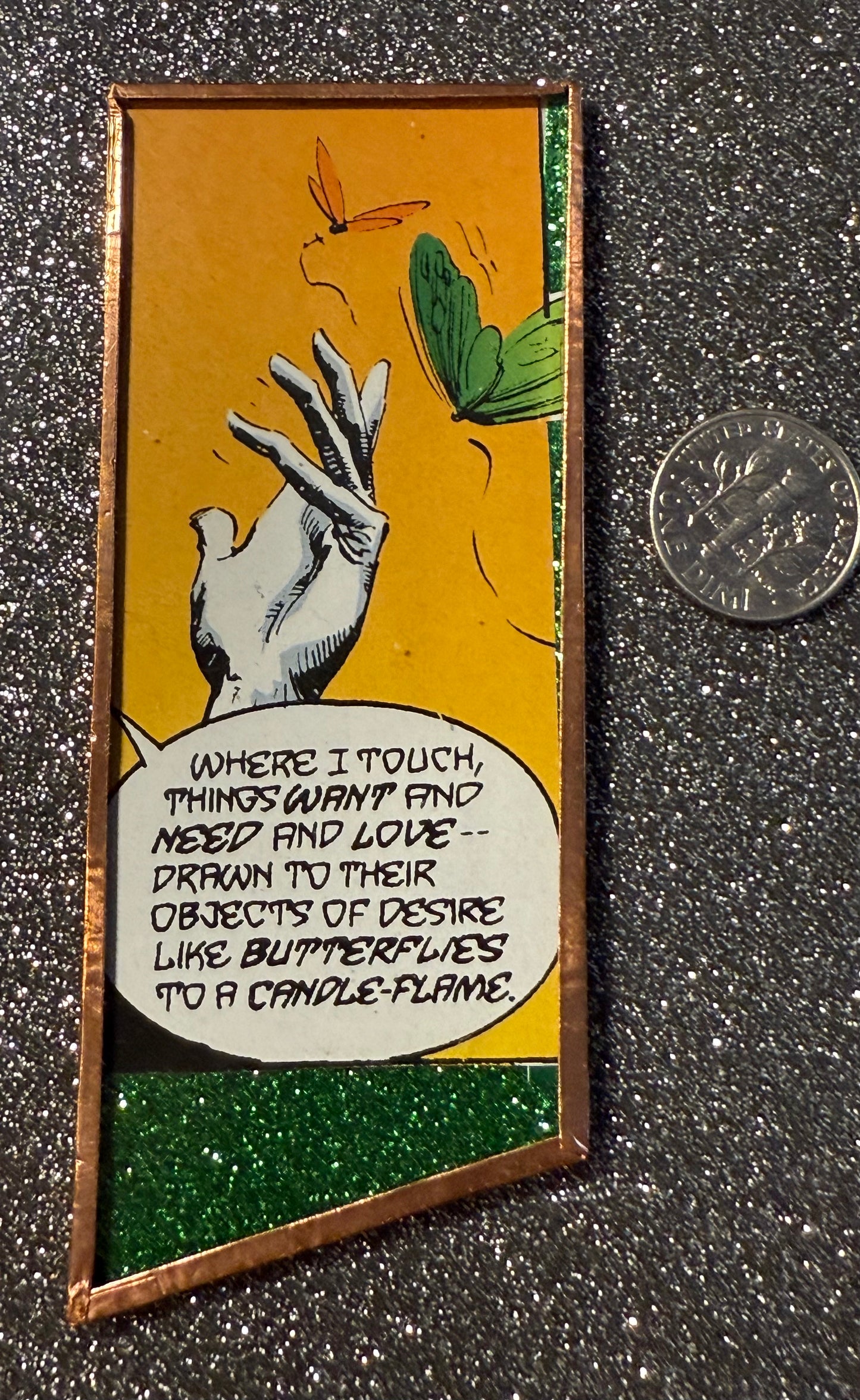 Green glitter Sandman's Desire handmade magnet