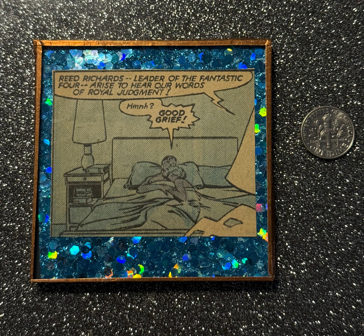 Blue glitter "Fantastic Four"...hand made mirror