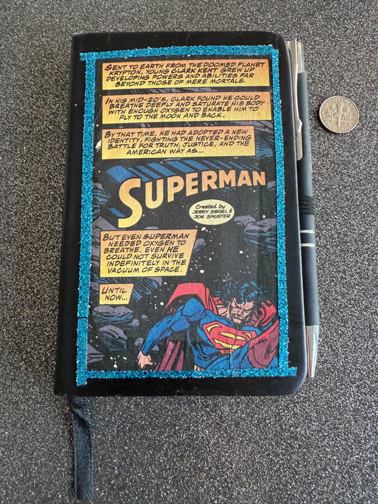 Superman blue glitter notebook