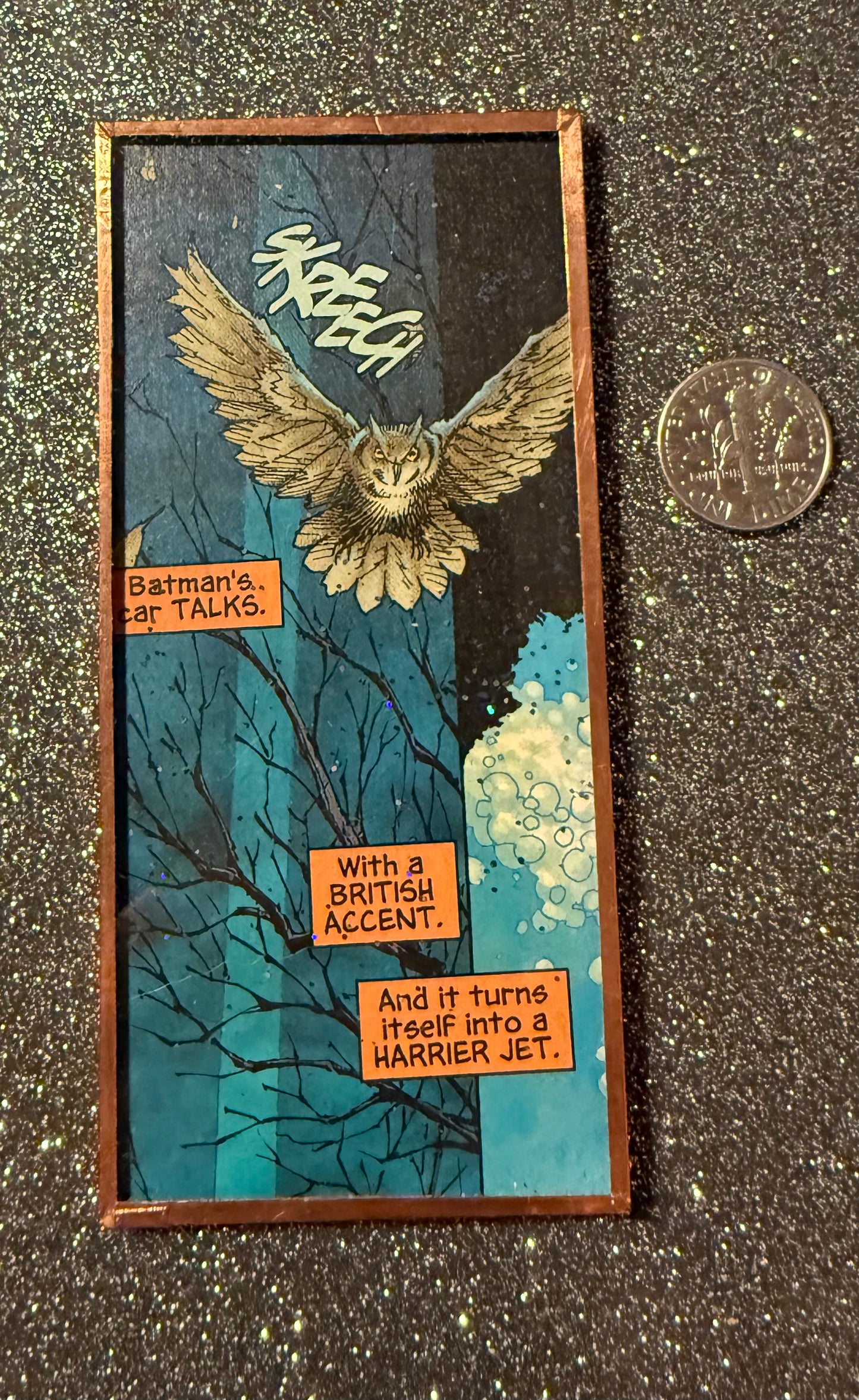 Batman owl handmade glass magnet