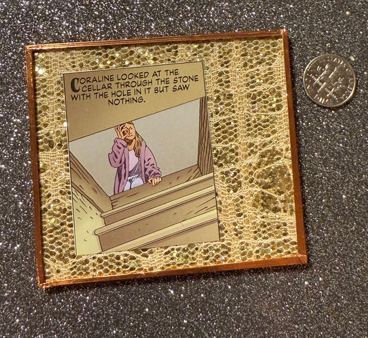 Gold glitter Coraline "stone" magnet