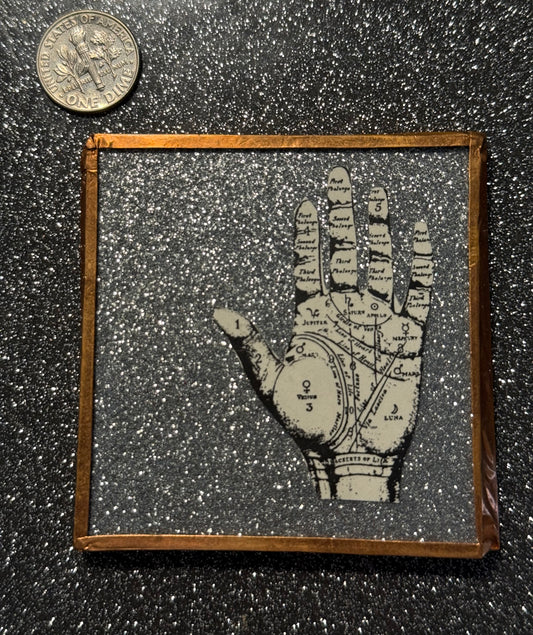 Silver glitter palmreader magical.hand made mirror