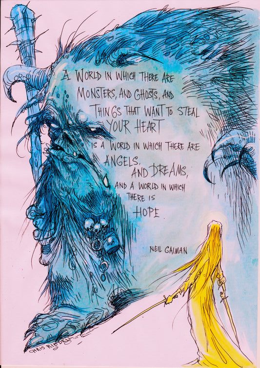 SOLD OUT!! Chris Riddell illustrates Neil's words on HOPE: limited edition print VERY FEW LEFT!!